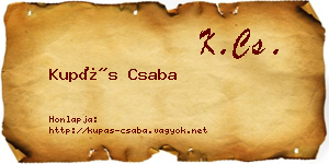 Kupás Csaba névjegykártya