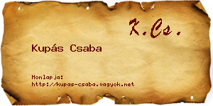 Kupás Csaba névjegykártya